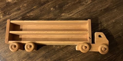 Handmade solid wood hot wheels toy storage/toy hauler