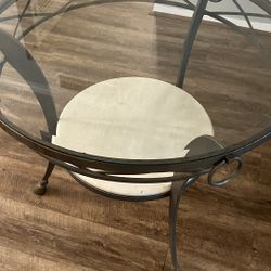 Round Glass Top End Table