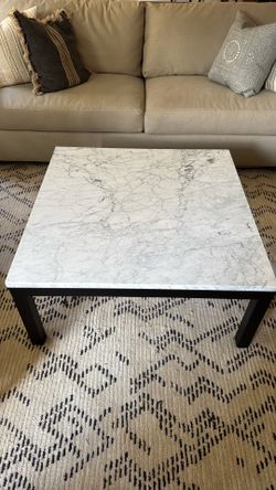 Crate & Barrel Marble Coffee Table 36x26