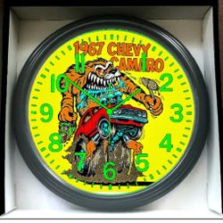 1967 Chevy Chevrolet Camaro Glow In The Dark Wall Clock New!