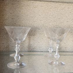 8 Vintage Crystal Champagne Glasses