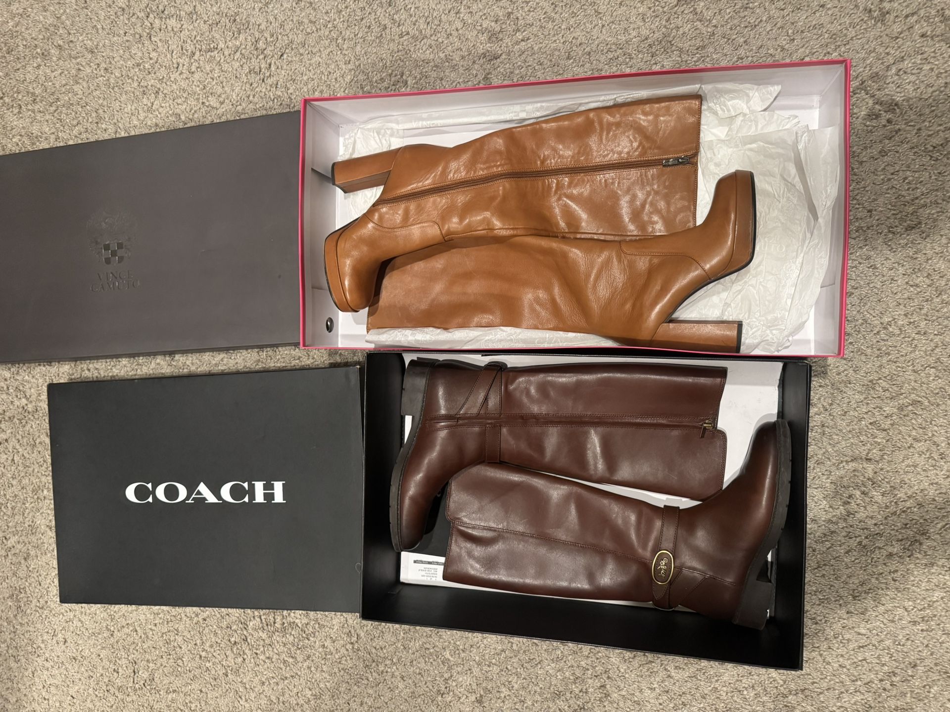 2 Boots, Coach Womens Faith Riding Boots And Illishal Womens Knee-High Boots