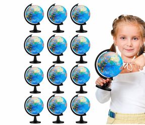 Brand New Meooeck 12 Pcs World Globe with Stand 4.6 Inch Geographic World Globe Bulk for Kids Students Learning Educational Classroom Desk Table Decor