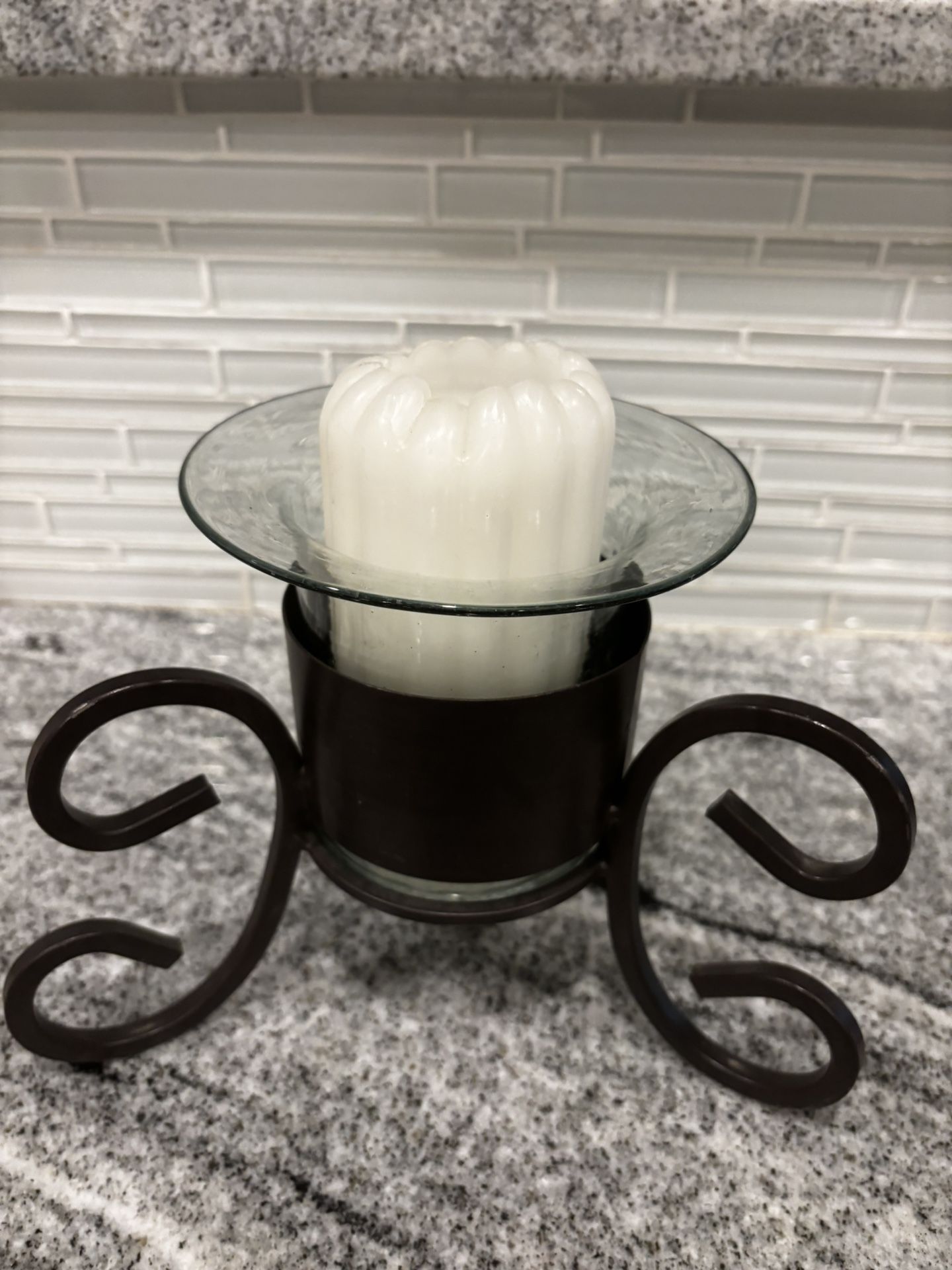 Metal And Glass Candle Holder