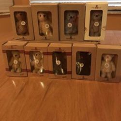 Original Steiff Teddy bears Club Set Of 9. NIB COA 