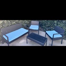 Outdoor Patio Furniture Set -Table, Loveseat, Chairs With Cushions