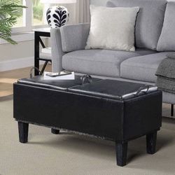 Black storage ottoman with trays - NEW