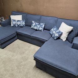 Free Delivery: Sectional Couch Royal Blue Bob’s Furniture with Duel Storage