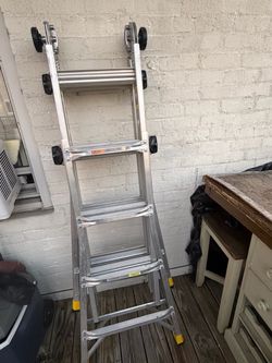 18 ft Reach Aluminum Multi-Position Ladder with Tool Hangers, 300 lbs. Load Capacity, Type IA Duty Rating