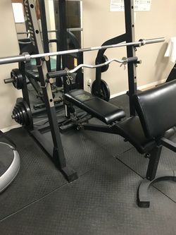 Nautilus Power Rack with Bench and Barbells