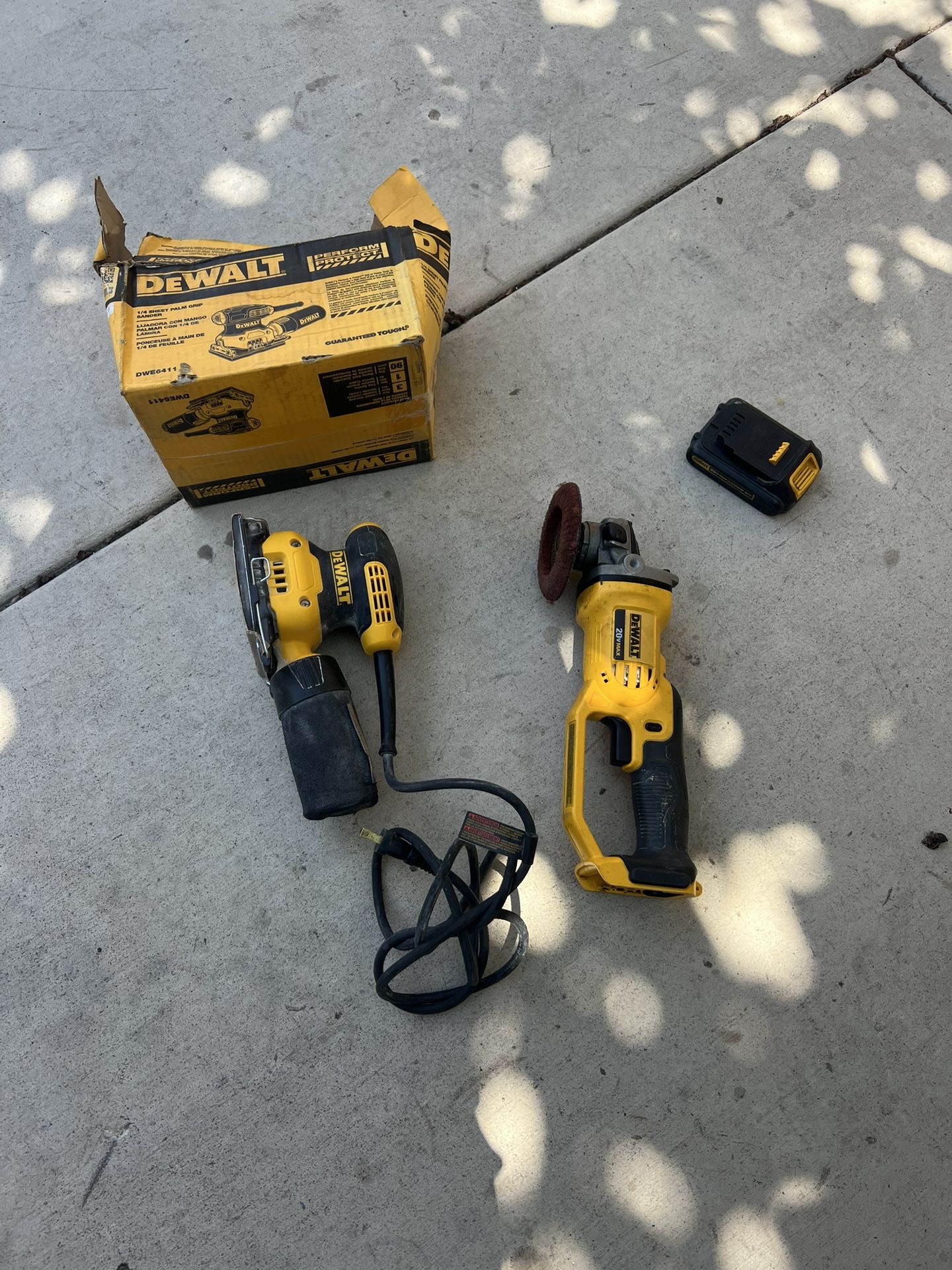 Dewalt 20v Grinder/and Dewal Sander