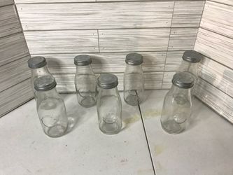Glass Milk Bottles Lot of 7