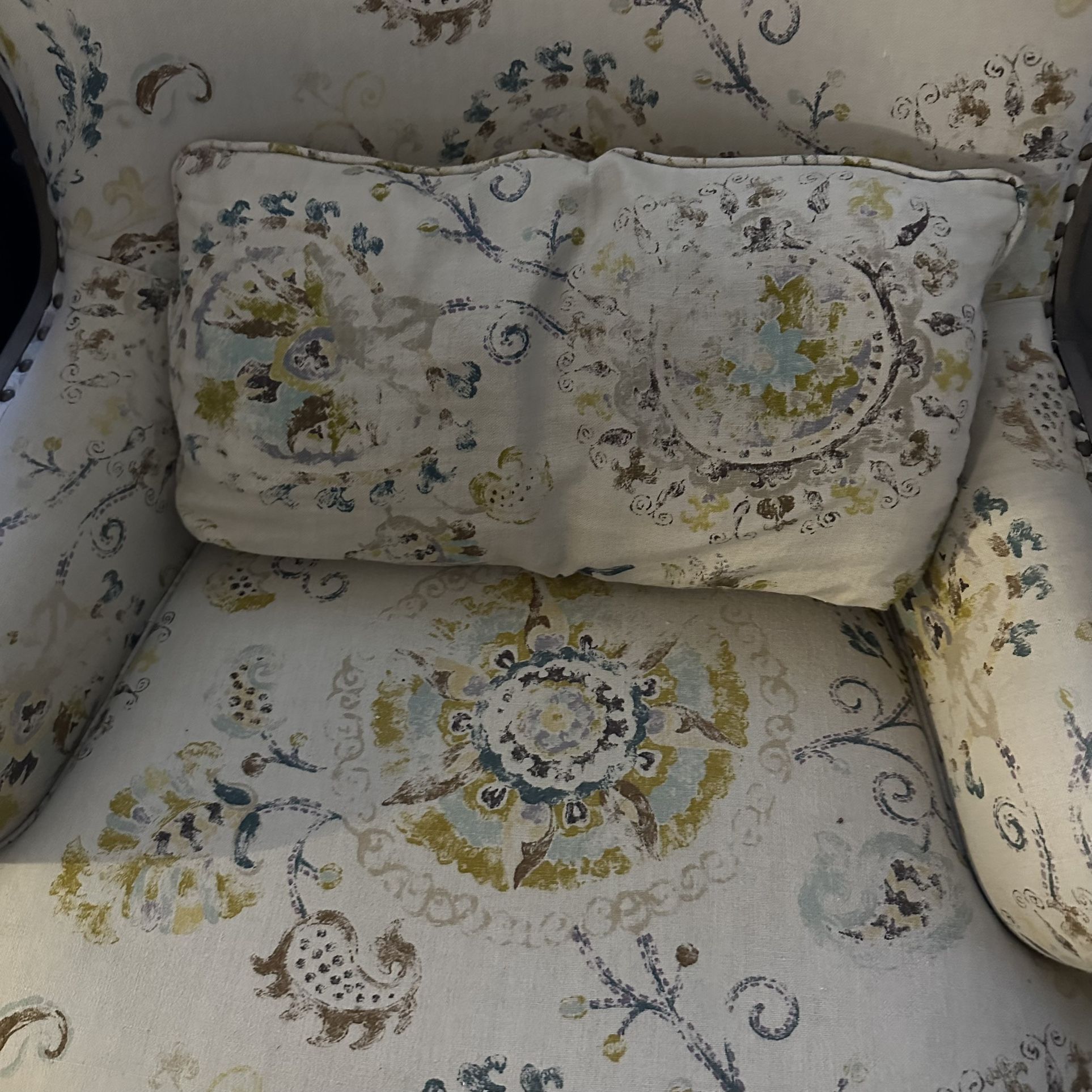Arhaus Portsmouth Upholstered Accent Chair Paisley Nail Accents