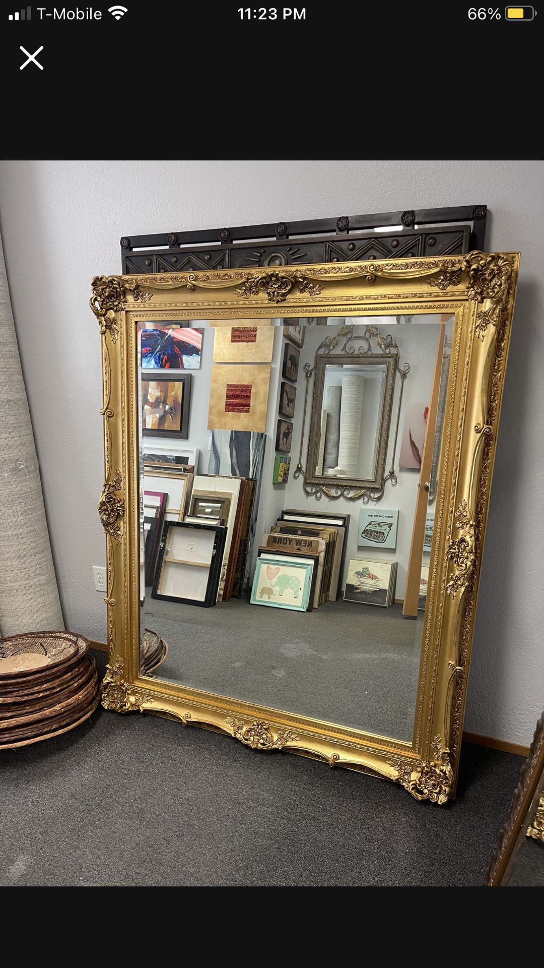 Large Antique Gold Framed Mirror 