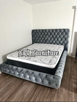 New Queen bed frame with mattress