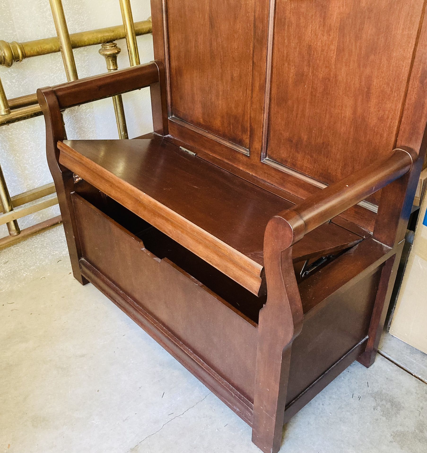 Hall tree, Mirror, Hooks, And Cabinet Storage