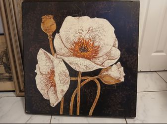 Largo Shirley Novak "White Poppies" Framed art- Modern Floral