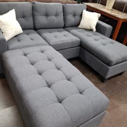 Charcoal Grey Sectional With Ottoman 