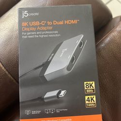 j5create 8K USB Type C to Dual HDMI Display Adapter - Single 8K60/4K144 or Dual 4K60 - Support MST Extended Mode, for Gamers and Professionals, Suitab