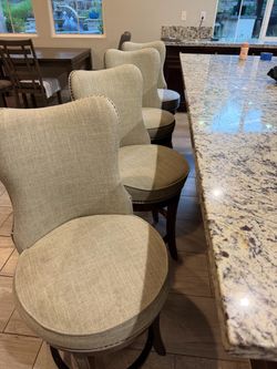 Set of 4 Counter-Height Swivel Barstools — Wingback, Nailhead Trim — $220 for all 4, OBO