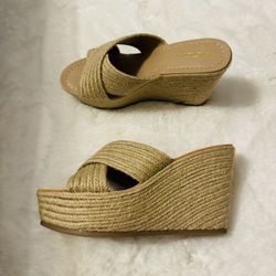 Sandals natural jute open toe size 8