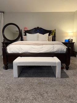 Dark Wood Four-Poster King Bedroom Furniture