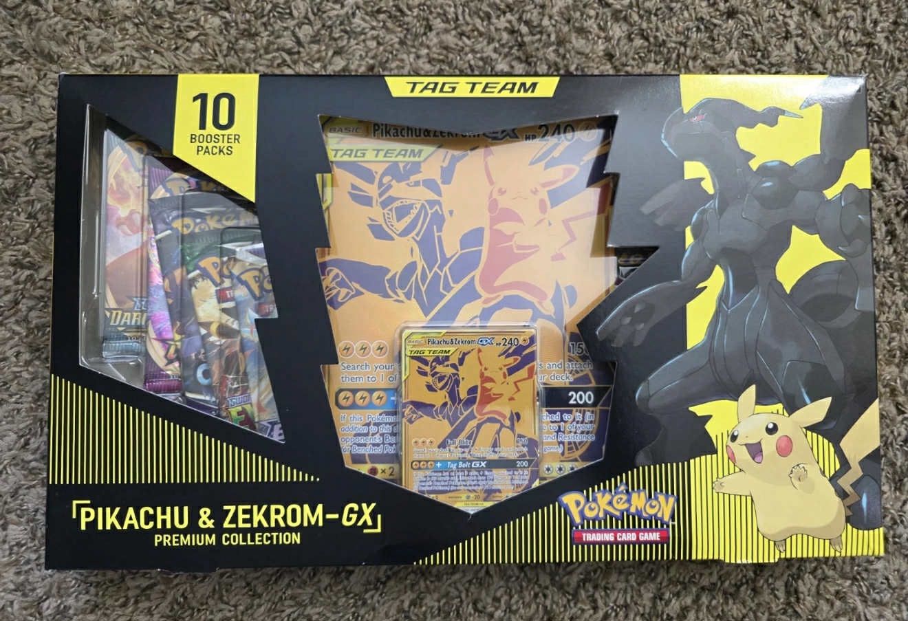 Pokemon TCG Pikachu & Zekrom - GX Tag Team Premium Collection Box NEW/Sealed