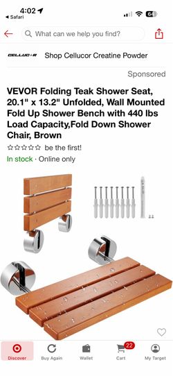 Nib fold down shower seat