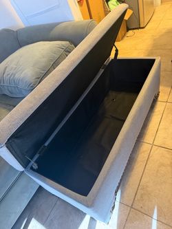 Gray Fabric Storage Ottoman Bench $30