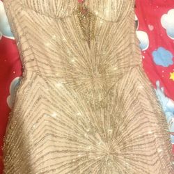 Rose Gold Rhinestone Dress