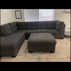 Grey Sectional with Ottoman