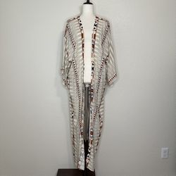 Women’s Boho Aztec Print Long Cover Up Kimono Cardigan