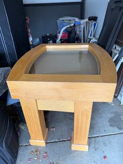 Wood and Glass Top Table
