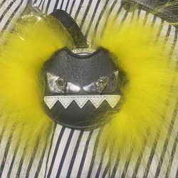 New FENDI Monster Black & Yellow Mirror Keychain