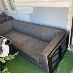 Linen Textured Sofa With Wooden Frame