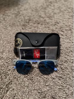 Authentic Ray-Ban RB3016 Clubmaster 49mm Blue Mirrored Sunglasses w/ Case