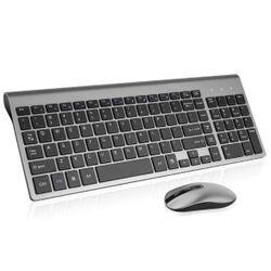 Wireless Keyboard Mouse Combo, Cimetech Compact Full Size Wireless Keyboard and Mouse Set 2.4G Ultra-Thin Sleek Design for Windows, Computer, Desktop,
