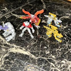 Very Rare!!! Vintage 2002 Digimon Season 4 Mini Figures (3 Silver & One Gold Painted  And One Normal ) 