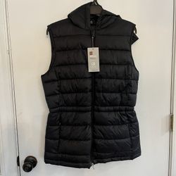 Swiss Tech Women's Medium Hooded Vest with Cinched Waist