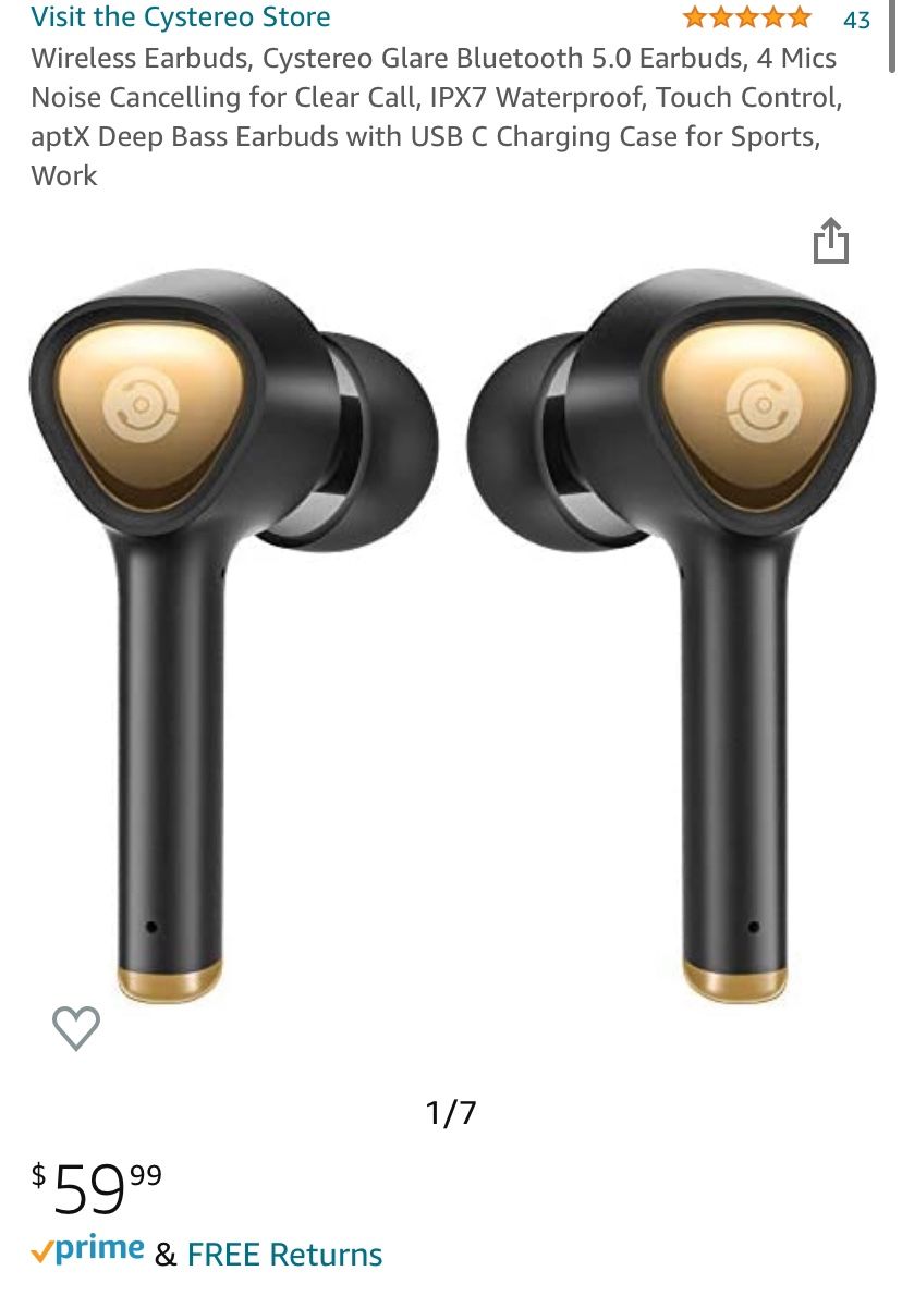 New Wireless Earbuds, Cystereo Glare Bluetooth 5.0 Earbuds