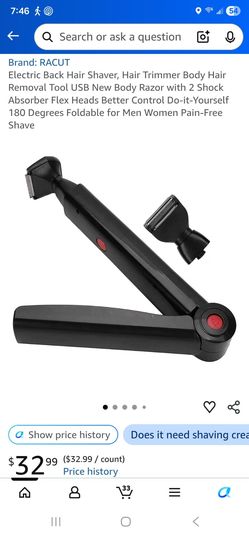 Electric rechargeable back hair shaver and trimmer