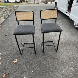 (2) Black Padded Cushion Bar/Island Stools