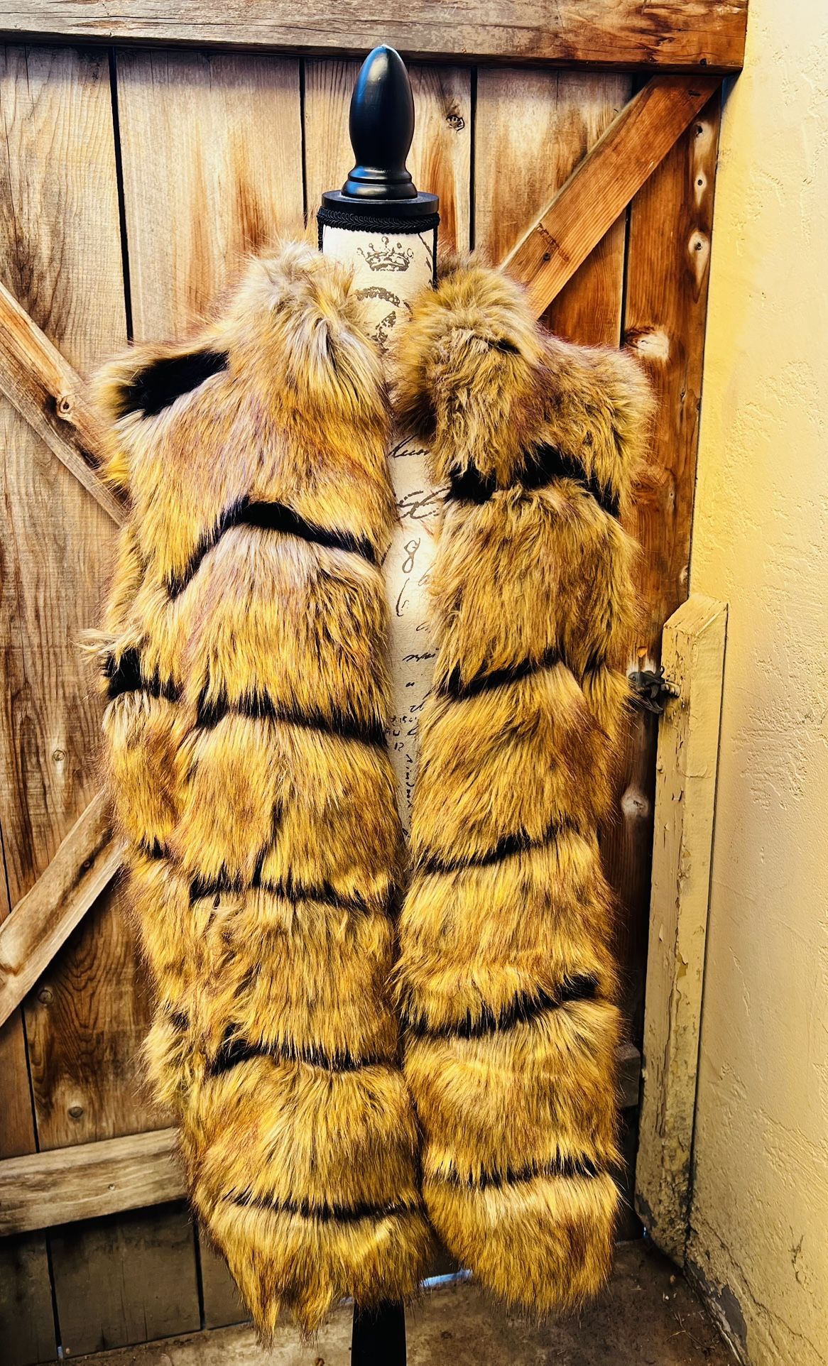 Brown and black fuzzy vest