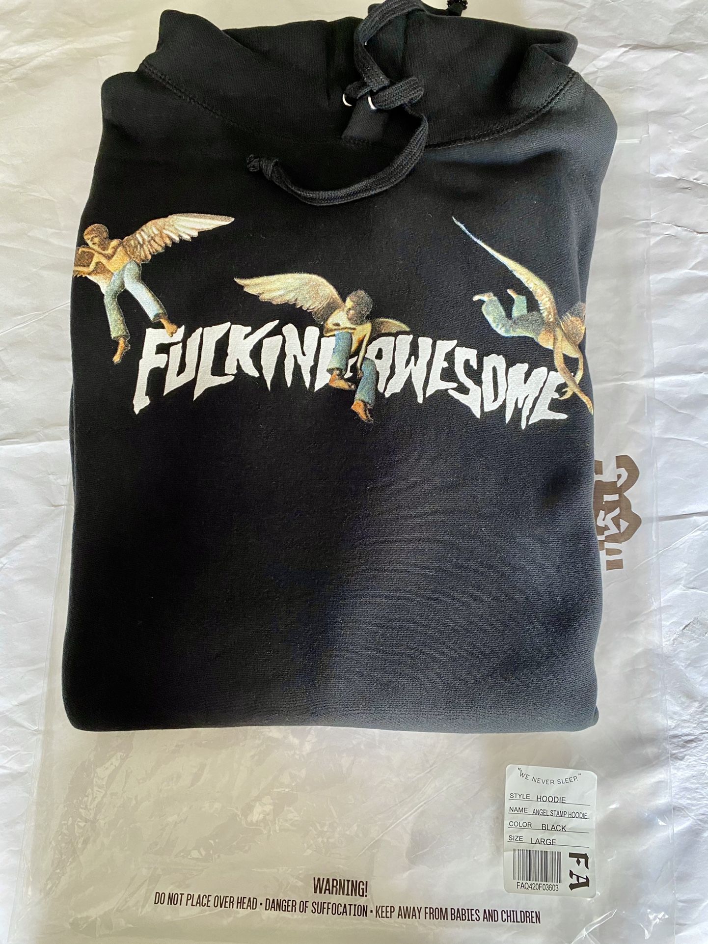 Fucking Awesome Angel Stamp FA Hoodie BLACK Large