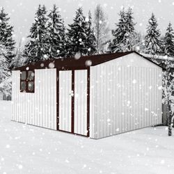 Metal garden sheds 10ftx12ft outdoor storage sheds white+coffee with window