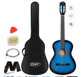 38" Acoustic Guitar for Beginners, Student Starter Kit with Gig Bag, Strap, Tuner & Picks -Blue