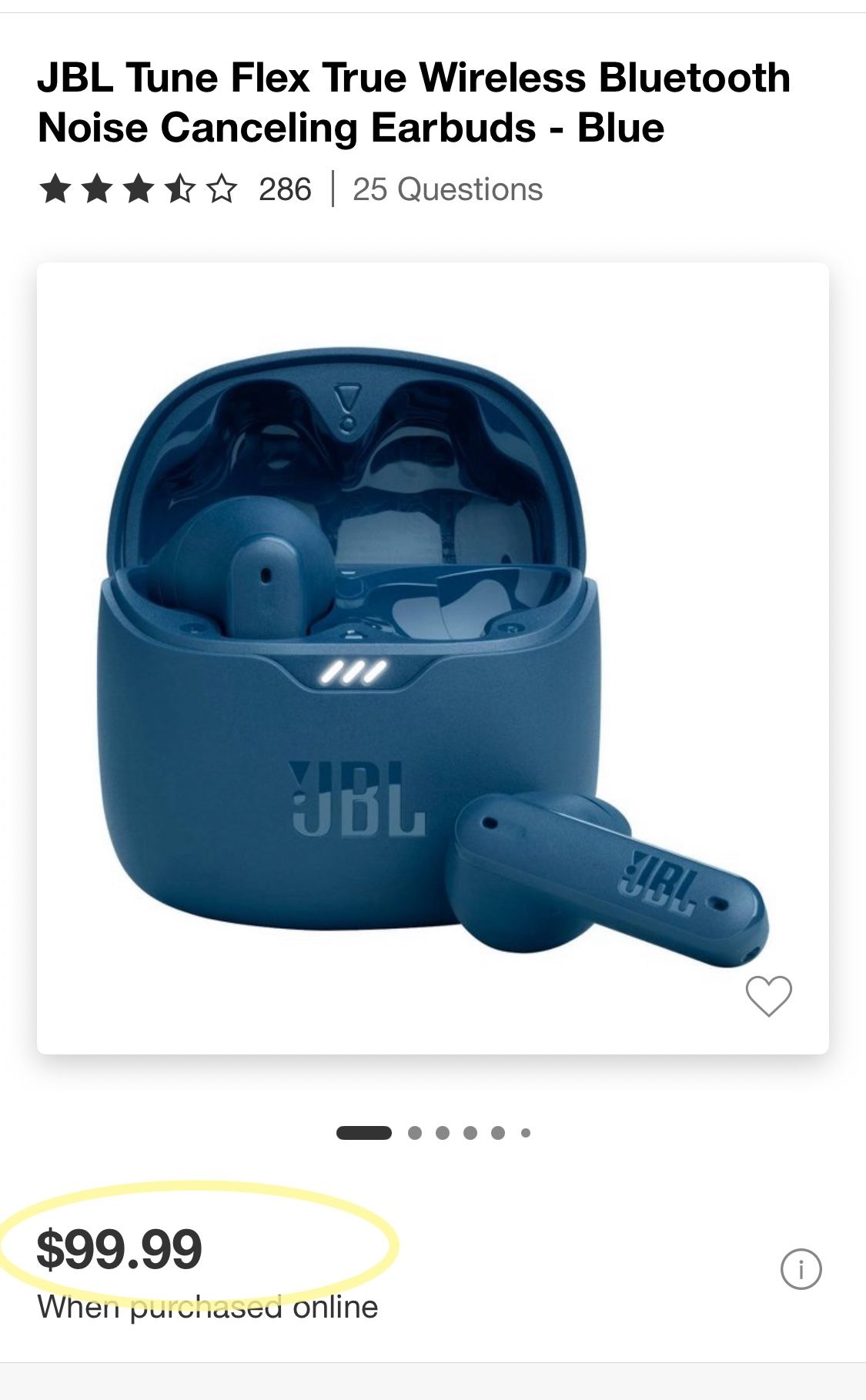 JBL Tune Flex True Wireless Bluetooth Noise Canceling Earbuds - Blue