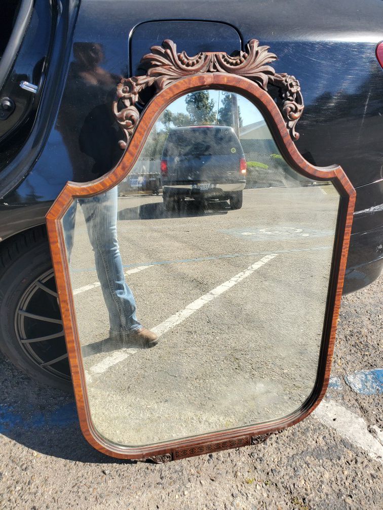 Large Antique Dark Wood framed mirror