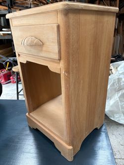 Wooden Nightstand with Drawer and Open Shelf