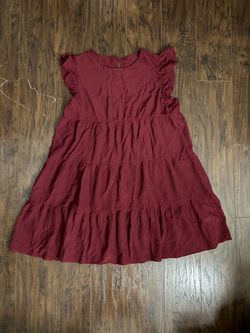 MIHOLL Girls Burgandy A-Line Tiered Midi Dress Size L